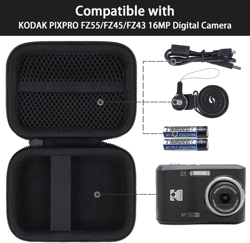Baval for KODAK PIXPRO Friendly Zoom FZ55/FZ45/FZ43 16MP Digital Camera Hard Carrying Storage Case(Only Black Case) - Image 3